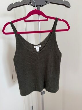 Streetwear Society Olive Green Knit V-Neck Tank